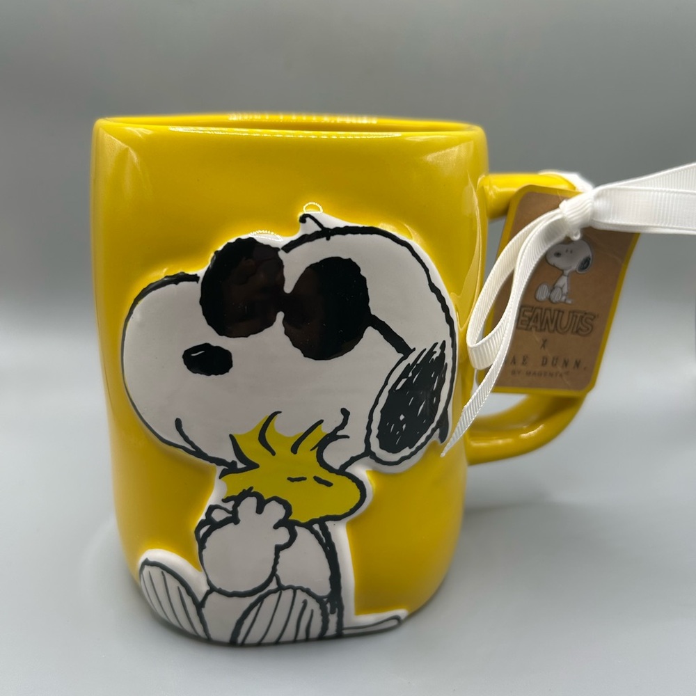 Rae Dunn Peanuts Snoopy And Woodstock BEST PALS Yellow Mug Joe Cool NEW